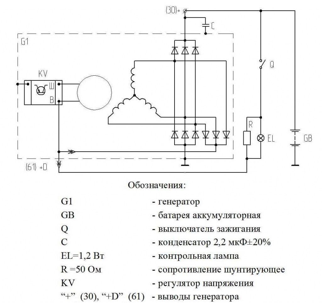 Схема возбуждения генератора газель